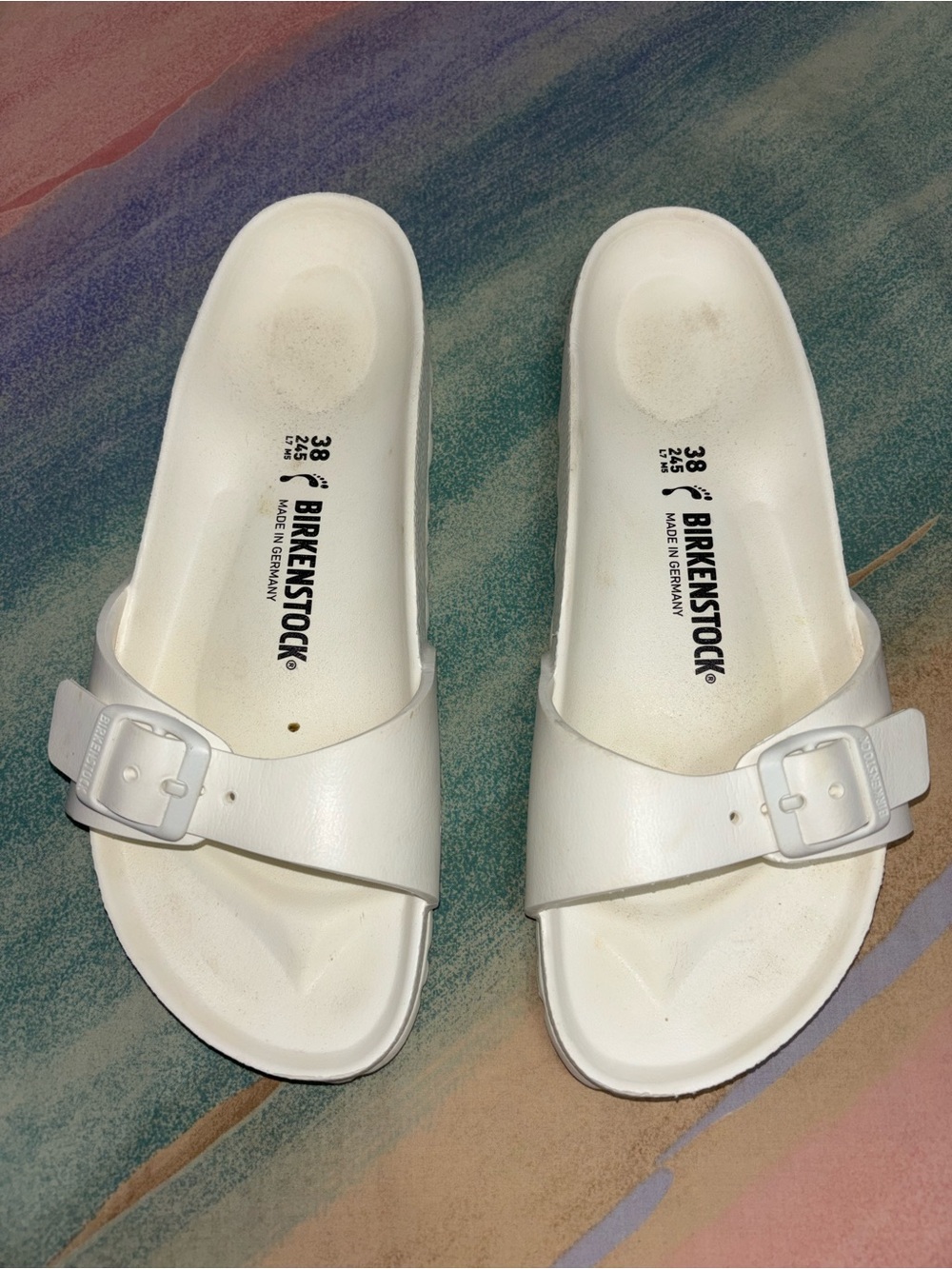 Birkenstock MADRID EVA WHITE SANDALS Buckle Slides Women’s size US 7 / EU 38